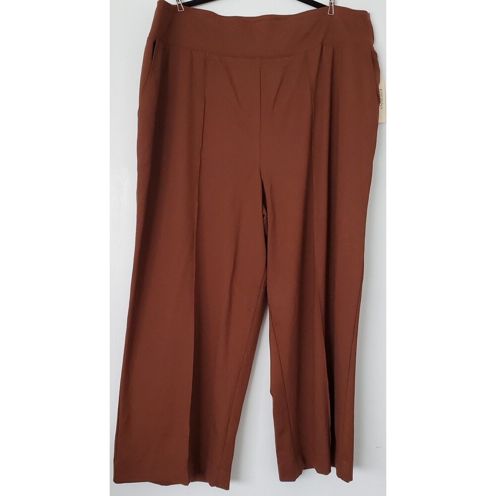 NWT Kiyonna Size 2X (18-20) Rust/Brown, Wide Leg, Polished Ponte Pants